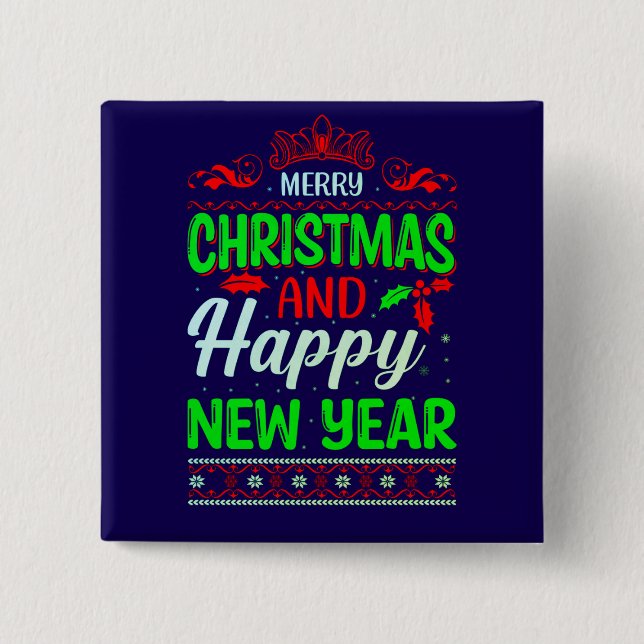 Chapa Cuadrada Feliz Navidad Y Feliz Año Nuevo-61064 (Anverso)