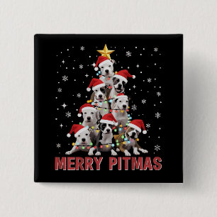 Chapa Cuadrada Feliz Pitmas Pitbull Perro Árbol Navidad Feo