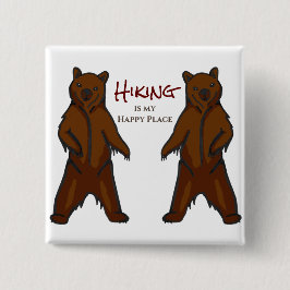 Chapa Cuadrada Feliz Senderismo al aire libre Naturaleza Grizzly 
