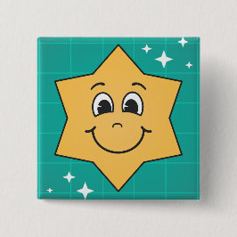Chapa Cuadrada Feliz sonrisa de estrella personalizado, diseño de
