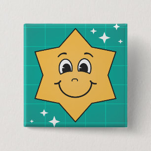Chapa Cuadrada Feliz sonrisa de estrella personalizado, diseño de