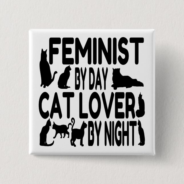Chapa Cuadrada Feminista de Cat Lover (Anverso)