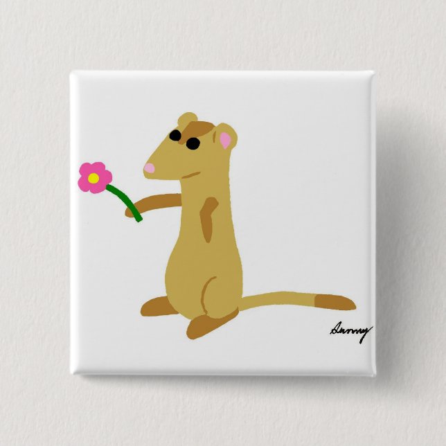 Chapa Cuadrada Ferret Con Botones De Flor (Anverso)