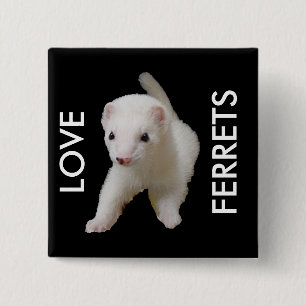 Chapa Cuadrada Ferret de bebé blanco