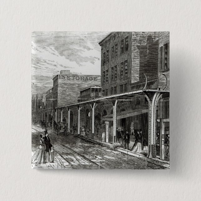 Chapa Cuadrada Ferrocarril elevado en la calle de Greenwich, (Anverso)