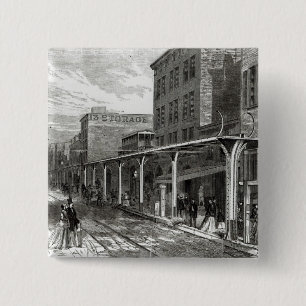 Chapa Cuadrada Ferrocarril elevado en la calle de Greenwich,