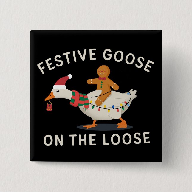 Chapa Cuadrada Festive Goose On The Loose Christmas Gingerbread  (Anverso)