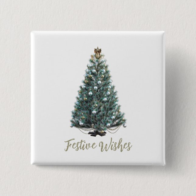 Chapa Cuadrada Festive Wishes. Christmas tree design (Anverso)