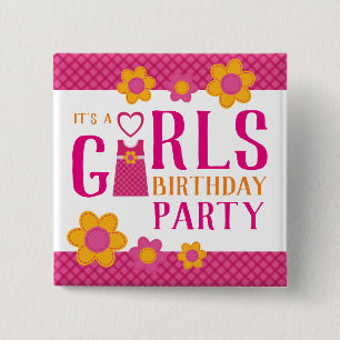 Chapa Cuadrada Festividad de cumpleaños de chicas regalo lindo fl