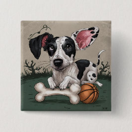 Chapa Cuadrada Festividad en la reunión de Halloween: Perro visto