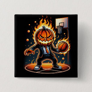 Chapa Cuadrada Fiery Ball y Jack-o'-Lantern: Deportes de Hallowee