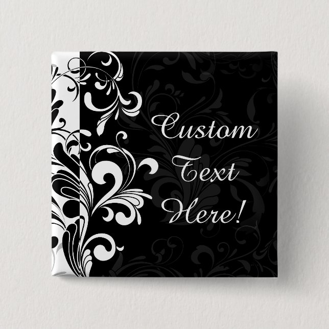 Chapa Cuadrada Fiesta blanco negro del remolino de la fuente (Anverso)