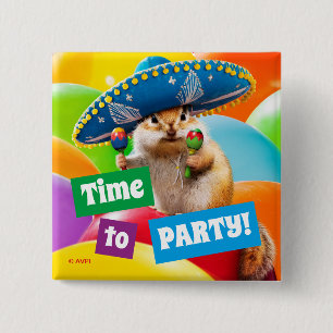 Chapa Cuadrada Fiesta Chipmunk En Sombrero