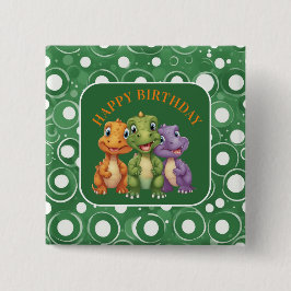 Chapa Cuadrada Fiesta de adorable bebé dinosaurio