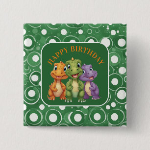 Chapa Cuadrada Fiesta de adorable bebé dinosaurio