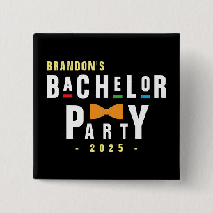 Chapa Cuadrada Fiesta de Bachelor de Bowtie retro 90 negra