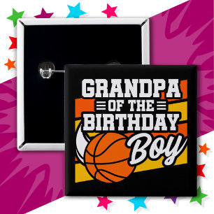 Chapa Cuadrada Fiesta de Baloncesto para Niños Abuelo del Cumplea