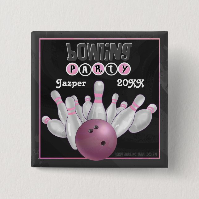 Chapa Cuadrada Fiesta de bolos rosados (Anverso)
