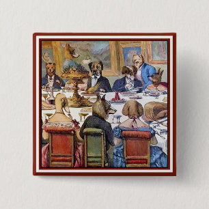 Chapa Cuadrada Fiesta de cena de los perros