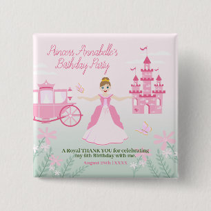 Chapa Cuadrada Fiesta de cumpleaños de la princesa rosa Fantasy
