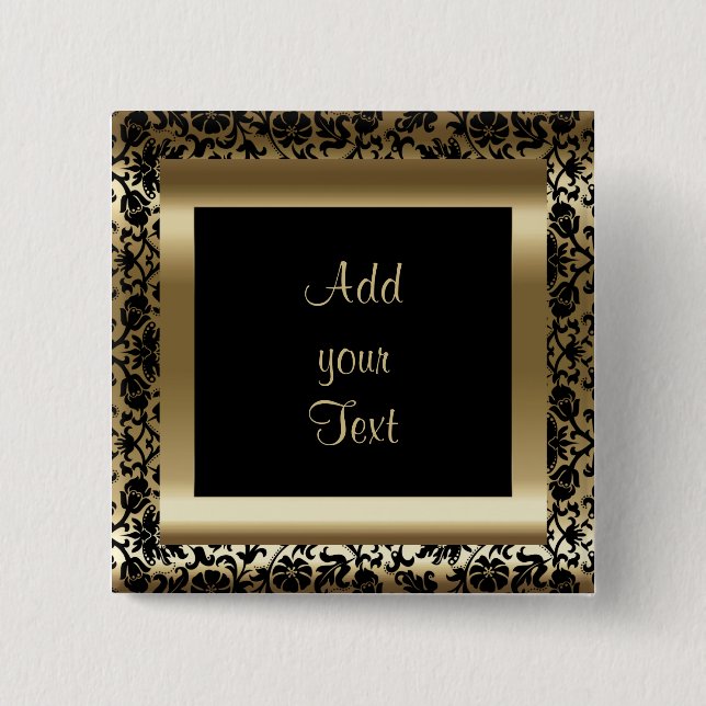 Chapa Cuadrada Fiesta de cumpleaños | DIY Textos | Oro negro (Anverso)