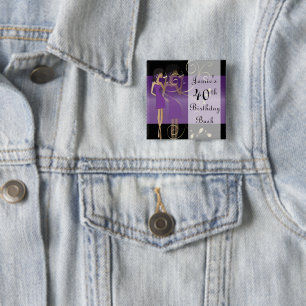 Chapa Cuadrada Fiesta de cumpleaños o de soltera  Púrpura  Text