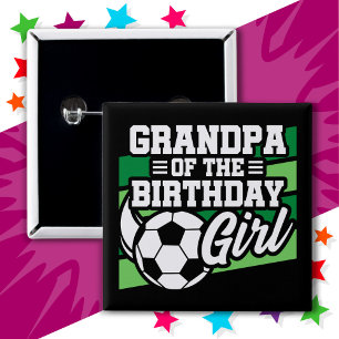 Chapa Cuadrada Fiesta de fútbol abuelo de Chica de cumpleaños