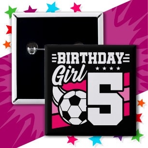 Chapa Cuadrada fiesta de fútbol de 5 años Chica de cumpleaños 5