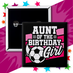 Chapa Cuadrada Fiesta de fútbol infantil con Chica de cumpleaños