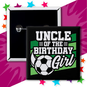 Chapa Cuadrada Fiesta de fútbol infantil tío Chica de cumpleaños