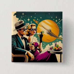 Chapa Cuadrada Fiesta de Gangsters con Martini de Época Espacial 