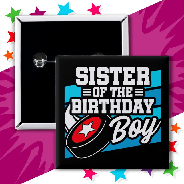 Chapa Cuadrada Fiesta de hockey infantil divertido hermana del ni (Subido por el creador)