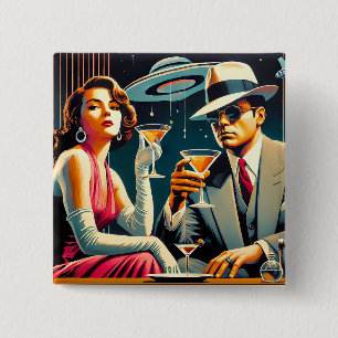 Chapa Cuadrada Fiesta de Martini de Gangster de la Era Espacial L
