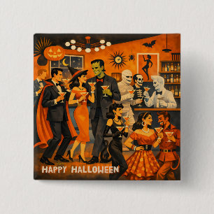 Chapa Cuadrada Fiesta de Martini de Halloween Moderno de Mitad de