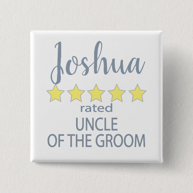 Chapa Cuadrada Fiesta de novias y bodas 5 estrellas tío de Groom (Anverso)