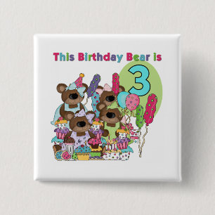 Chapa Cuadrada Fiesta de Oso de Teddy Tshirts de cumpleaños y reg