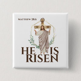 Chapa Cuadrada Fiesta de Pascua se levanta Jesús cruz de madera