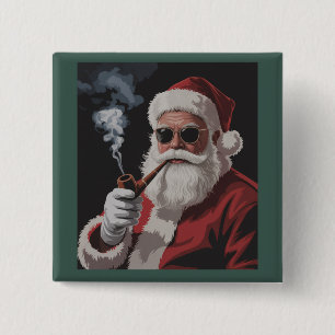 Chapa Cuadrada Fiesta de Santa fumando divertida Navidad vacacion