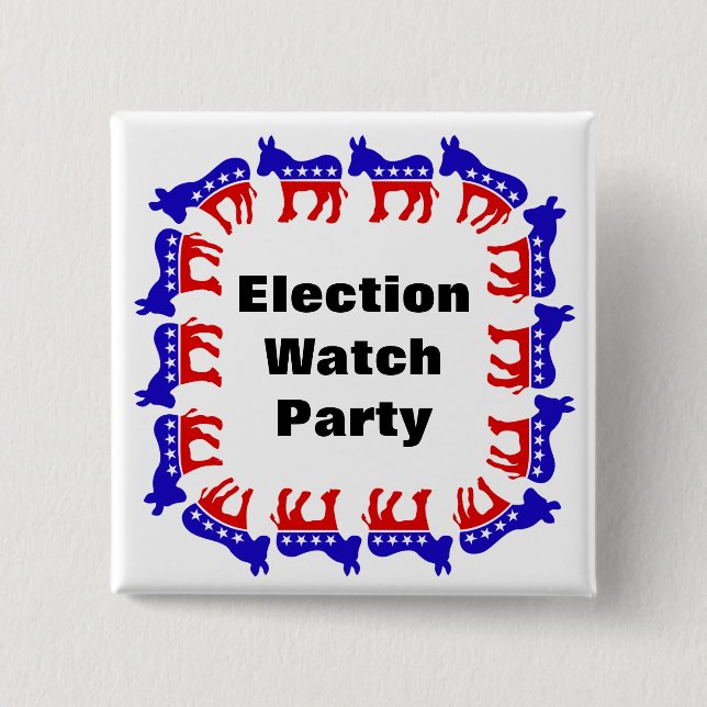 Chapa Cuadrada Fiesta del Observador Electoral Demócrata (Anverso)