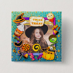 Chapa Cuadrada Fiesta feliz de Halloween llena de truco o trato