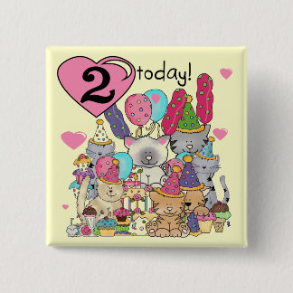Chapa Cuadrada Fiesta Kittens Camisetas y Regalos de 2º Cumpleaño
