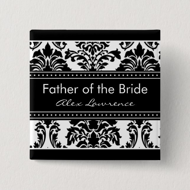Chapa Cuadrada Fiesta nupcial del damasco elegante - padre de la (Anverso)