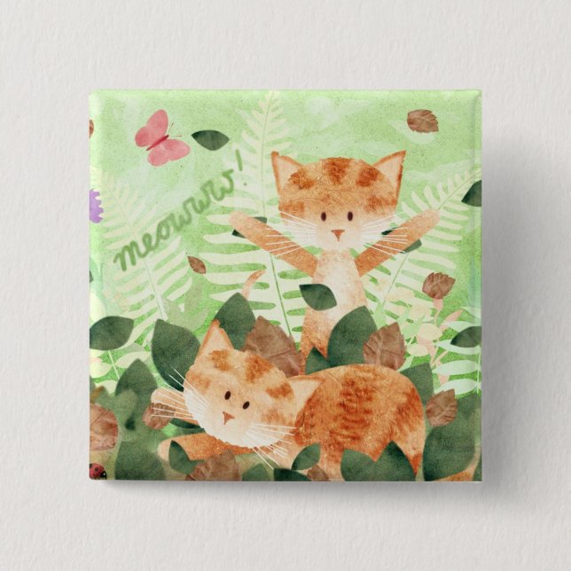 Chapa Cuadrada Fiestas del follaje de los gatos - insignia del (Anverso)