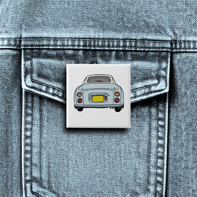 Chapa Cuadrada Figaración Cute Pale Aqua Figaro Motor Car (A fun figgy pin button badge to attach to you! Show off your love of blue figaro cars)
