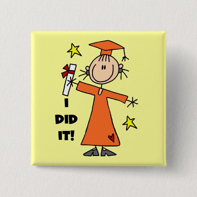 Chapa Cuadrada Figura anaranjada graduado del palillo del chica (Anverso)