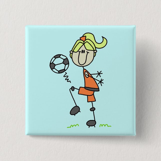 Chapa Cuadrada Figura camisetas y regalos del palillo del fútbol (Anverso)