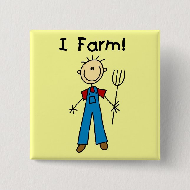 Chapa Cuadrada Figura camisetas y regalos del palillo del granjer (Anverso)