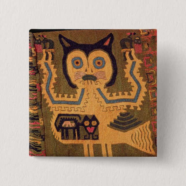 Chapa Cuadrada Figura de lana de un jaguar, cultura de Paracas (Anverso)