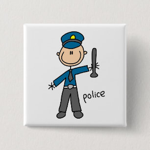 Chapa Cuadrada Figura de Palito de Oficial de Policía