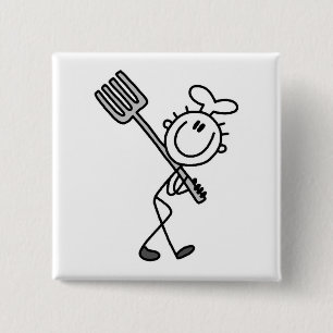 Chapa Cuadrada Figura de palitos de chef con tenedor